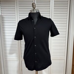 COS Men's Black Short-Sleeve Button-Up Shirt